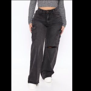 Totally Tubular Non Stretch Cargo Skater Jeans - Black fashion nova jeans